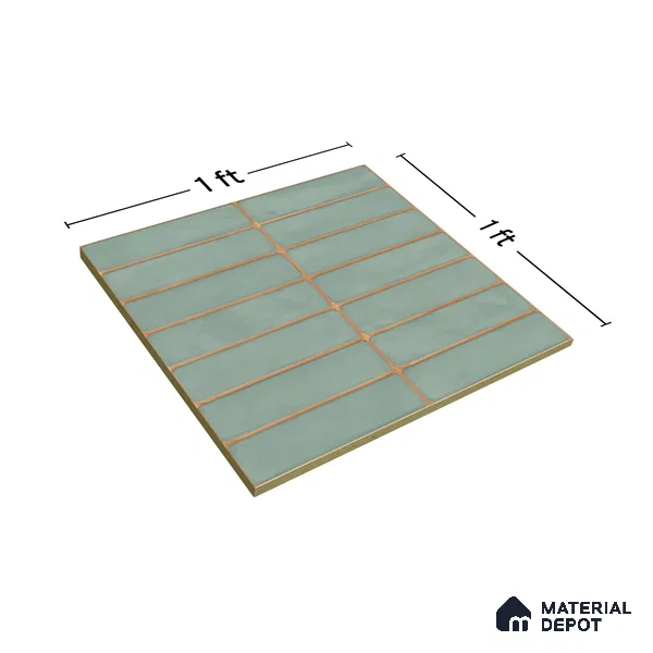 Faux Subway Wall Tile TL 04392 Blash Plain Green 1 ft x 1 ft Matte Finish Ceramic Tile - 9 mm | Suitable For Kitchen, Bathroom, Dining Area | Please Expect a Slight Variation of Pattern
