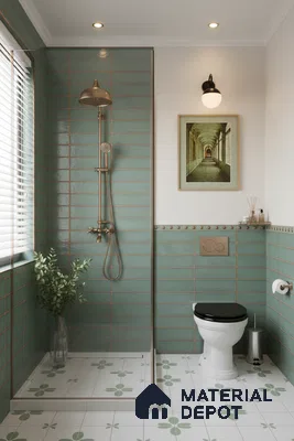 Faux Subway Wall Tile TL 04392 Blash Plain Green 1 ft x 1 ft Matte Finish Ceramic Tile - 9 mm | Suitable For Kitchen, Bathroom, Dining Area | Please Expect a Slight Variation of Pattern