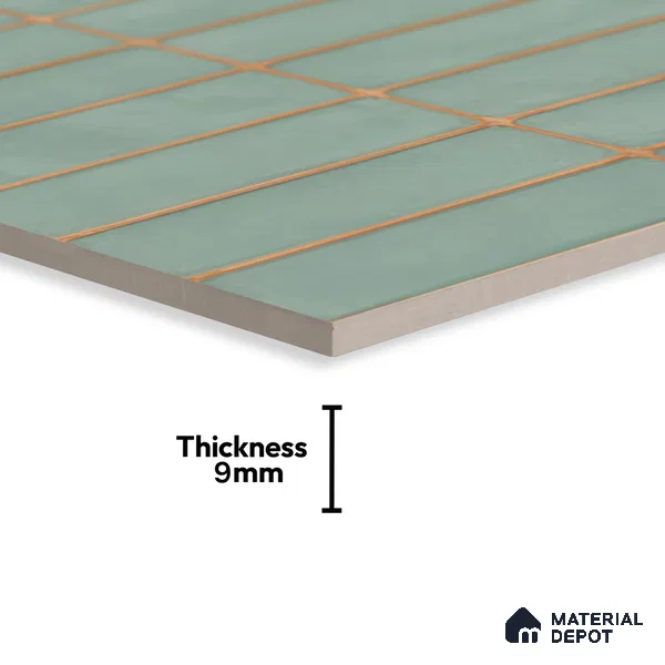 Faux Subway Wall Tile TL 04392 Blash Plain Green 1 ft x 1 ft Matte Finish Ceramic Tile - 9 mm | Suitable For Kitchen, Bathroom, Dining Area | Please Expect a Slight Variation of Pattern