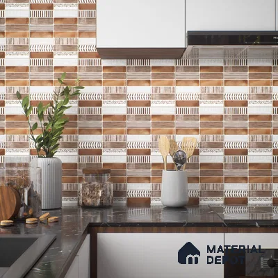 Faux Subway Wall Tile TL 04392 C Blash Random Brown 1 ft x 1 ft Matte Finish Ceramic Tile - 9 mm | Suitable For Kitchen, Bathroom, Dining Area | Please Expect a Slight Variation of Pattern
