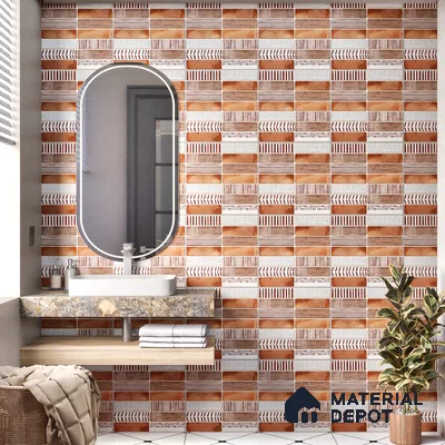 Faux Subway Wall Tile TL 04392 C Blash Random Brown 1 ft x 1 ft Matte Finish Ceramic Tile - 9 mm | Suitable For Kitchen, Bathroom, Dining Area | Please Expect a Slight Variation of Pattern