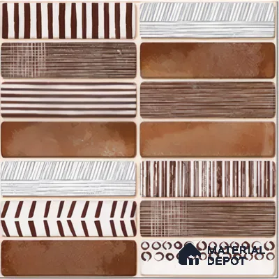 Faux Subway Wall Tile TL 04392 C Blash Random Brown 1 ft x 1 ft Matte Finish Ceramic Tile - 9 mm | Suitable For Kitchen, Bathroom, Dining Area | Please Expect a Slight Variation of Pattern