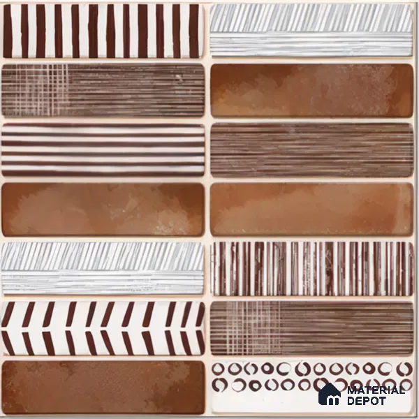 Faux Subway Wall Tile TL 04392 C Blash Random Brown 1 ft x 1 ft Matte Finish Ceramic Tile - 9 mm | Suitable For Kitchen, Bathroom, Dining Area | Please Expect a Slight Variation of Pattern