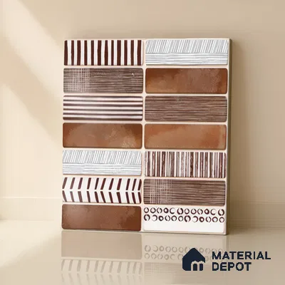 Faux Subway Wall Tile TL 04392 C Blash Random Brown 1 ft x 1 ft Matte Finish Ceramic Tile - 9 mm | Suitable For Kitchen, Bathroom, Dining Area | Please Expect a Slight Variation of Pattern