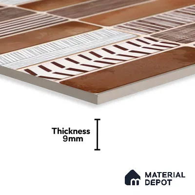 Faux Subway Wall Tile TL 04392 C Blash Random Brown 1 ft x 1 ft Matte Finish Ceramic Tile - 9 mm | Suitable For Kitchen, Bathroom, Dining Area | Please Expect a Slight Variation of Pattern