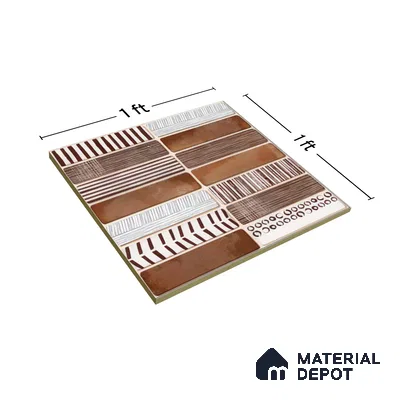 Faux Subway Wall Tile TL 04392 C Blash Random Brown 1 ft x 1 ft Matte Finish Ceramic Tile - 9 mm | Suitable For Kitchen, Bathroom, Dining Area | Please Expect a Slight Variation of Pattern