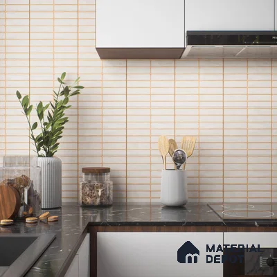 Faux Subway Wall Tile Tile TL 04392 D Blash Plain Cream 1 ft x 1 ft Matte Finish Ceramic Tile - 9 mm | Suitable For Kitchen, Bathroom, Dining Area | Please Expect a Slight Variation of Pattern