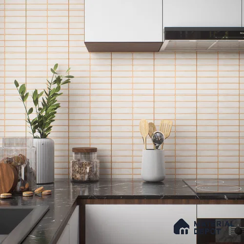 Faux Subway Wall Tile Tile TL 04392 D Blash Plain Cream 1 ft x 1 ft Matte Finish Ceramic Tile - 9 mm | Suitable For Kitchen, Bathroom, Dining Area | Please Expect a Slight Variation of Pattern