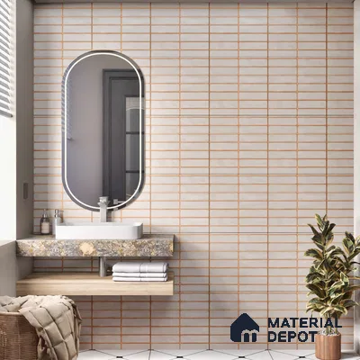 Faux Subway Wall Tile Tile TL 04392 D Blash Plain Cream 1 ft x 1 ft Matte Finish Ceramic Tile - 9 mm | Suitable For Kitchen, Bathroom, Dining Area | Please Expect a Slight Variation of Pattern