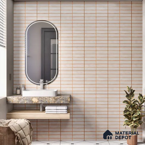 Faux Subway Wall Tile Tile TL 04392 D Blash Plain Cream 1 ft x 1 ft Matte Finish Ceramic Tile - 9 mm | Suitable For Kitchen, Bathroom, Dining Area | Please Expect a Slight Variation of Pattern