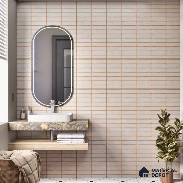 Faux Subway Wall Tile Tile TL 04392 D Blash Plain Cream 1 ft x 1 ft Matte Finish Ceramic Tile - 9 mm | Suitable For Kitchen, Bathroom, Dining Area | Please Expect a Slight Variation of Pattern