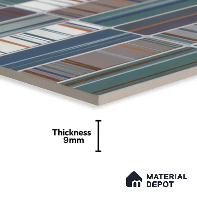 Faux Subway Wall Tile TL 04392 F Blash Fibre Blue 1 ft x 1 ft Matte Finish Ceramic Tile - 9 mm | Suitable For Kitchen, Bathroom, Dining Area | Please Expect a Slight Variation of Pattern