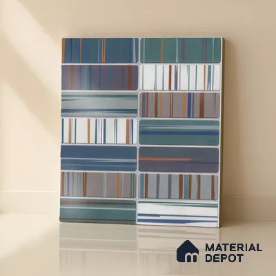 Faux Subway Wall Tile TL 04392 F Blash Fibre Blue 1 ft x 1 ft Matte Finish Ceramic Tile - 9 mm | Suitable For Kitchen, Bathroom, Dining Area | Please Expect a Slight Variation of Pattern