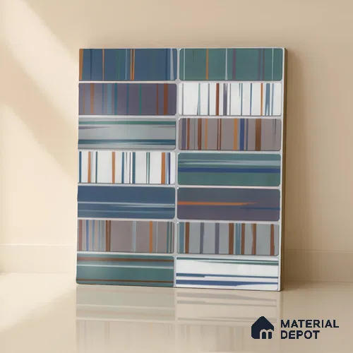 Faux Subway Wall Tile TL 04392 F Blash Fibre Blue 1 ft x 1 ft Matte Finish Ceramic Tile - 9 mm | Suitable For Kitchen, Bathroom, Dining Area | Please Expect a Slight Variation of Pattern
