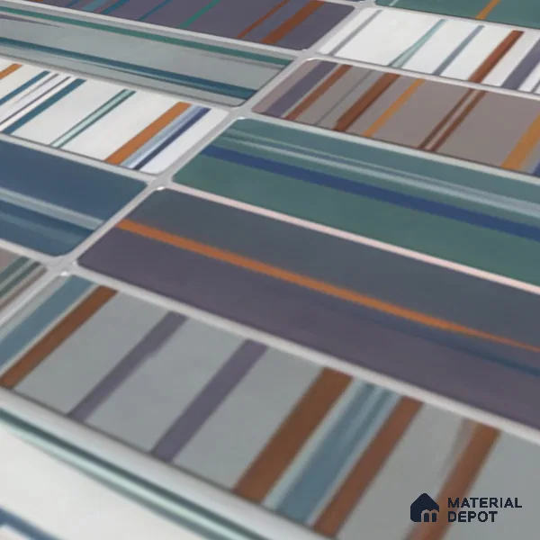 Faux Subway Wall Tile TL 04392 F Blash Fibre Blue 1 ft x 1 ft Matte Finish Ceramic Tile - 9 mm | Suitable For Kitchen, Bathroom, Dining Area | Please Expect a Slight Variation of Pattern