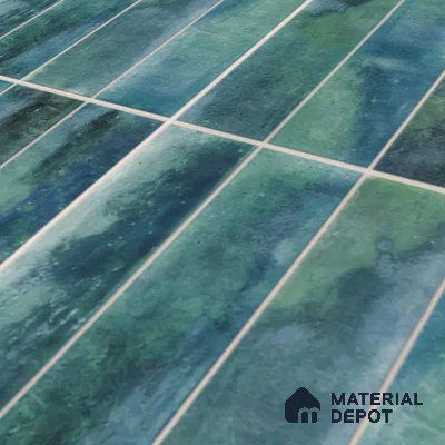 Faux Subway Wall Tile TL 04393 Artefic Aqua Blue 1 ft x 1 ft Matte Finish Ceramic Tile - 9 mm | Suitable For Kitchen, Bathroom, Dining Area | Please Expect a Slight Variation of Pattern