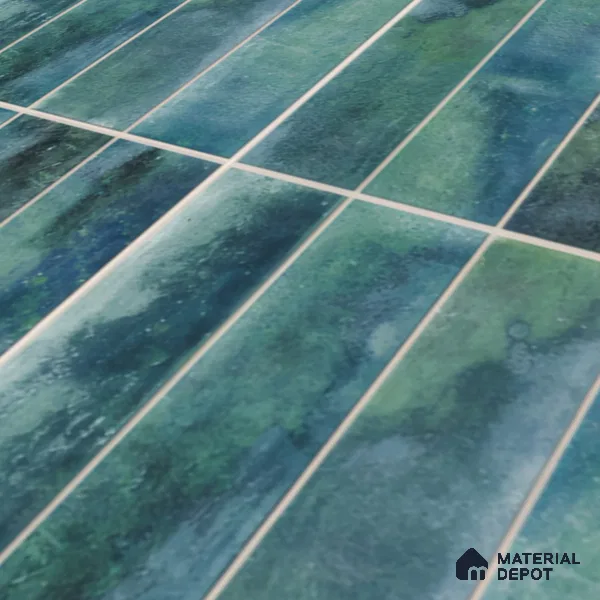 Faux Subway Wall Tile TL 04393 Artefic Aqua Blue 1 ft x 1 ft Matte Finish Ceramic Tile - 9 mm | Suitable For Kitchen, Bathroom, Dining Area | Please Expect a Slight Variation of Pattern
