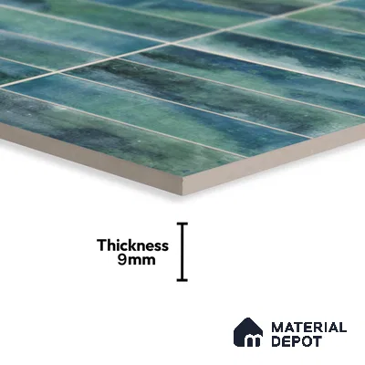 Faux Subway Wall Tile TL 04393 Artefic Aqua Blue 1 ft x 1 ft Matte Finish Ceramic Tile - 9 mm | Suitable For Kitchen, Bathroom, Dining Area | Please Expect a Slight Variation of Pattern