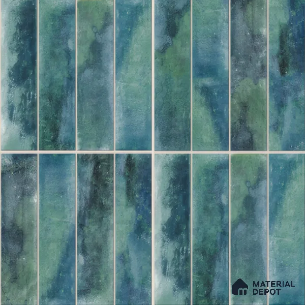 Faux Subway Wall Tile TL 04393 Artefic Aqua Blue 1 ft x 1 ft Matte Finish Ceramic Tile - 9 mm | Suitable For Kitchen, Bathroom, Dining Area | Please Expect a Slight Variation of Pattern