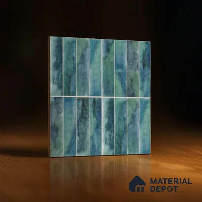 Faux Subway Wall Tile TL 04393 Artefic Aqua Blue 1 ft x 1 ft Matte Finish Ceramic Tile - 9 mm | Suitable For Kitchen, Bathroom, Dining Area | Please Expect a Slight Variation of Pattern