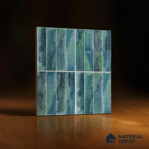 Faux Subway Wall Tile TL 04393 Artefic Aqua Blue 1 ft x 1 ft Matte Finish Ceramic Tile - 9 mm | Suitable For Kitchen, Bathroom, Dining Area | Please Expect a Slight Variation of Pattern