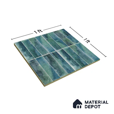 Faux Subway Wall Tile TL 04393 Artefic Aqua Blue 1 ft x 1 ft Matte Finish Ceramic Tile - 9 mm | Suitable For Kitchen, Bathroom, Dining Area | Please Expect a Slight Variation of Pattern