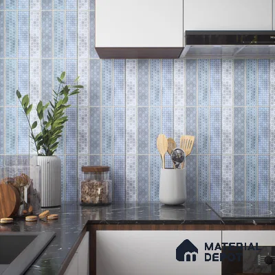 Faux Subway Wall Tile TL 04393 B Artefic Vibrant Blue 1 ft x 1 ft Matte Finish Ceramic Tile - 9 mm | Suitable For Kitchen, Bathroom, Dining Area | Please Expect a Slight Variation of Pattern