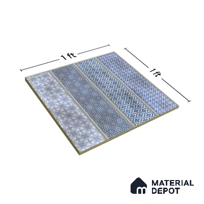 Faux Subway Wall Tile TL 04393 B Artefic Vibrant Blue 1 ft x 1 ft Matte Finish Ceramic Tile - 9 mm | Suitable For Kitchen, Bathroom, Dining Area | Please Expect a Slight Variation of Pattern