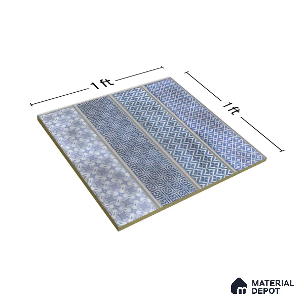 Faux Subway Wall Tile TL 04393 B Artefic Vibrant Blue 1 ft x 1 ft Matte Finish Ceramic Tile - 9 mm | Suitable For Kitchen, Bathroom, Dining Area | Please Expect a Slight Variation of Pattern