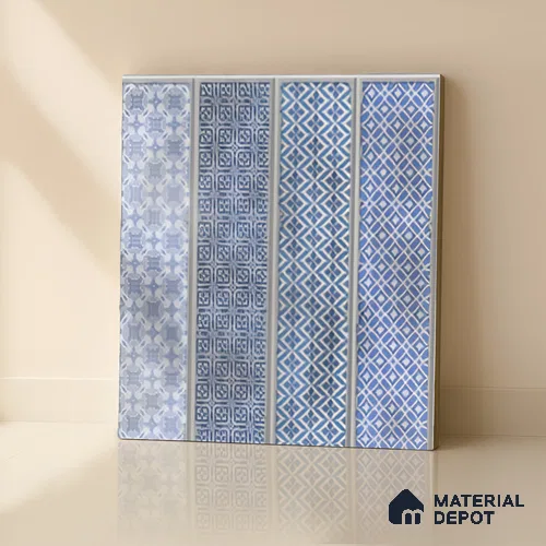 Faux Subway Wall Tile TL 04393 B Artefic Vibrant Blue 1 ft x 1 ft Matte Finish Ceramic Tile - 9 mm | Suitable For Kitchen, Bathroom, Dining Area | Please Expect a Slight Variation of Pattern