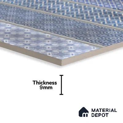 Faux Subway Wall Tile TL 04393 B Artefic Vibrant Blue 1 ft x 1 ft Matte Finish Ceramic Tile - 9 mm | Suitable For Kitchen, Bathroom, Dining Area | Please Expect a Slight Variation of Pattern