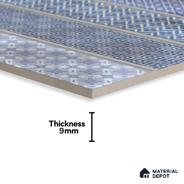 Faux Subway Wall Tile TL 04393 B Artefic Vibrant Blue 1 ft x 1 ft Matte Finish Ceramic Tile - 9 mm | Suitable For Kitchen, Bathroom, Dining Area | Please Expect a Slight Variation of Pattern