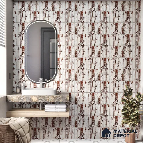 Faux Subway Wall Tile TL 04393 C Artefic Latte Cream Brown 1 ft x 1 ft Matte Finish Ceramic Tile - 9 mm | Suitable For Kitchen, Bathroom, Dining Area | Please Expect a Slight Variation of Pattern