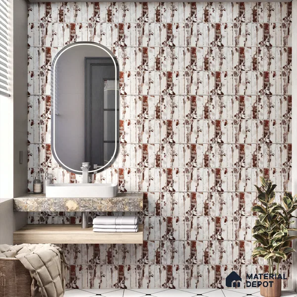 Faux Subway Wall Tile TL 04393 C Artefic Latte Cream Brown 1 ft x 1 ft Matte Finish Ceramic Tile - 9 mm | Suitable For Kitchen, Bathroom, Dining Area | Please Expect a Slight Variation of Pattern