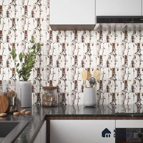 Faux Subway Wall Tile TL 04393 C Artefic Latte Cream Brown 1 ft x 1 ft Matte Finish Ceramic Tile - 9 mm | Suitable For Kitchen, Bathroom, Dining Area | Please Expect a Slight Variation of Pattern