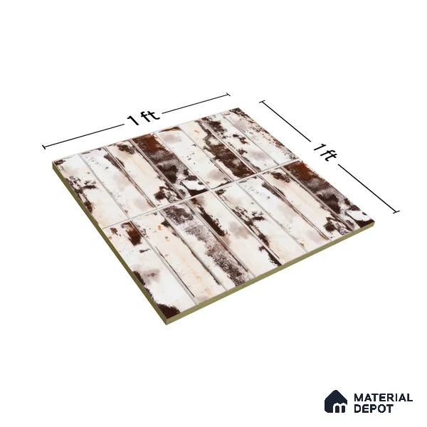 Faux Subway Wall Tile TL 04393 C Artefic Latte Cream Brown 1 ft x 1 ft Matte Finish Ceramic Tile - 9 mm | Suitable For Kitchen, Bathroom, Dining Area | Please Expect a Slight Variation of Pattern