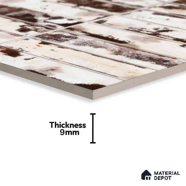 Faux Subway Wall Tile TL 04393 C Artefic Latte Cream Brown 1 ft x 1 ft Matte Finish Ceramic Tile - 9 mm | Suitable For Kitchen, Bathroom, Dining Area | Please Expect a Slight Variation of Pattern