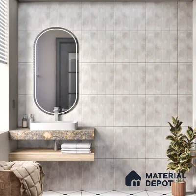 Faux Subway Wall Tile TL 04393 D Artefic Cement Grey 1 ft x 1 ft Matte Finish Ceramic Tile - 9 mm | Suitable For Kitchen, Bathroom, Dining Area | Please Expect a Slight Variation of Pattern