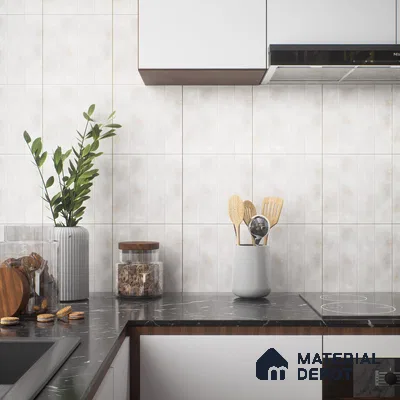 Faux Subway Wall Tile TL 04393 D Artefic Cement Grey 1 ft x 1 ft Matte Finish Ceramic Tile - 9 mm | Suitable For Kitchen, Bathroom, Dining Area | Please Expect a Slight Variation of Pattern