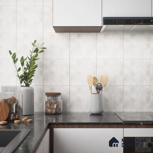 Faux Subway Wall Tile TL 04393 D Artefic Cement Grey 1 ft x 1 ft Matte Finish Ceramic Tile - 9 mm | Suitable For Kitchen, Bathroom, Dining Area | Please Expect a Slight Variation of Pattern