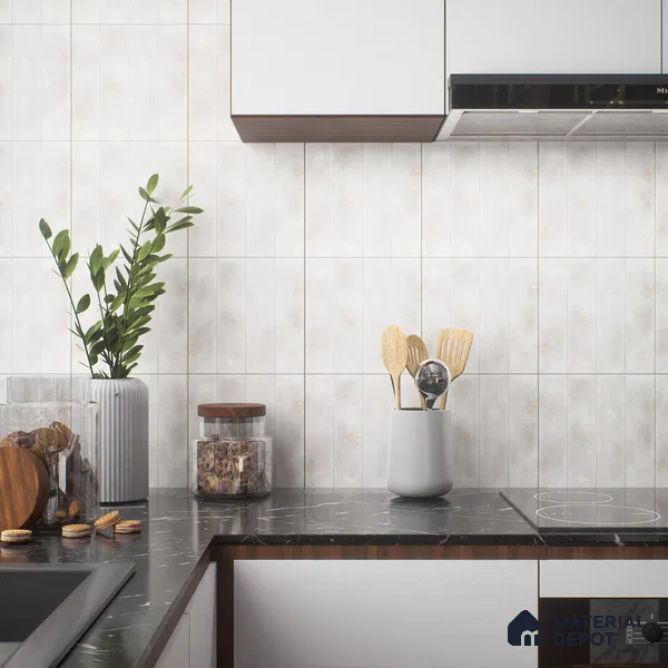 Faux Subway Wall Tile TL 04393 D Artefic Cement Grey 1 ft x 1 ft Matte Finish Ceramic Tile - 9 mm | Suitable For Kitchen, Bathroom, Dining Area | Please Expect a Slight Variation of Pattern