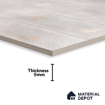 Faux Subway Wall Tile TL 04393 D Artefic Cement Grey 1 ft x 1 ft Matte Finish Ceramic Tile - 9 mm | Suitable For Kitchen, Bathroom, Dining Area | Please Expect a Slight Variation of Pattern