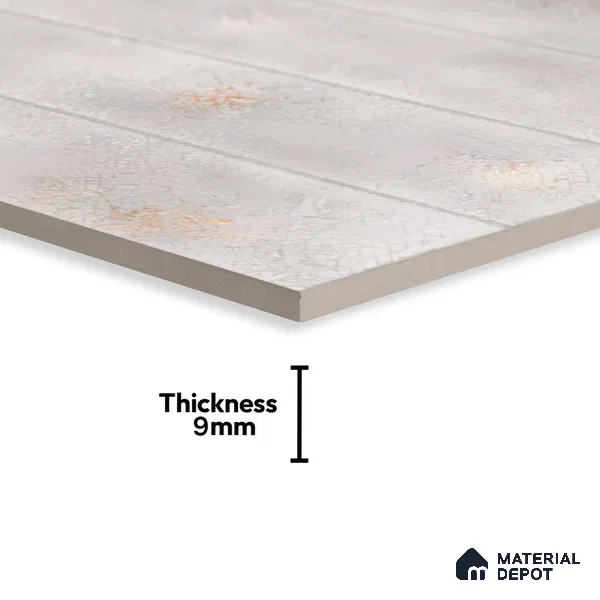 Faux Subway Wall Tile TL 04393 D Artefic Cement Grey 1 ft x 1 ft Matte Finish Ceramic Tile - 9 mm | Suitable For Kitchen, Bathroom, Dining Area | Please Expect a Slight Variation of Pattern