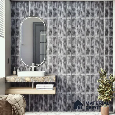 Faux Subway Wall Tile TL 04393 E Artefic Noir Black 1 ft x 1 ft Matte Finish Ceramic Tile - 9 mm | Suitable For Kitchen, Bathroom, Dining Area | Please Expect a Slight Variation of Pattern