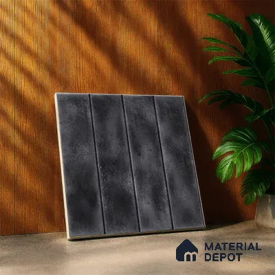 Faux Subway Wall Tile TL 04393 E Artefic Noir Black 1 ft x 1 ft Matte Finish Ceramic Tile - 9 mm | Suitable For Kitchen, Bathroom, Dining Area | Please Expect a Slight Variation of Pattern