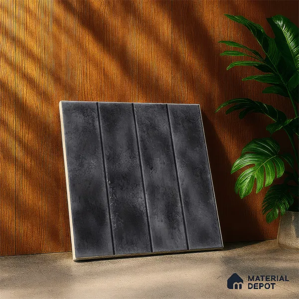 Faux Subway Wall Tile TL 04393 E Artefic Noir Black 1 ft x 1 ft Matte Finish Ceramic Tile - 9 mm | Suitable For Kitchen, Bathroom, Dining Area | Please Expect a Slight Variation of Pattern