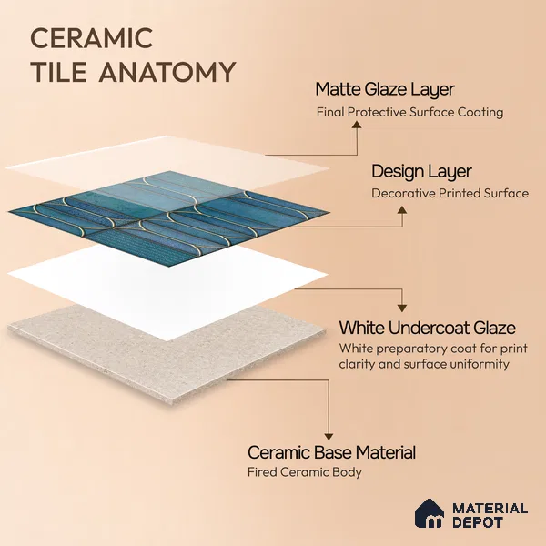 Moroccan Tile TL 04394 I Fenix 212 Decor 1 ft x 1 ft Ceramic Matte Finish - 9 mm | Suitable For Kitchen, Bathroom, Basin Area | Please Expect a Slight Variation of Pattern