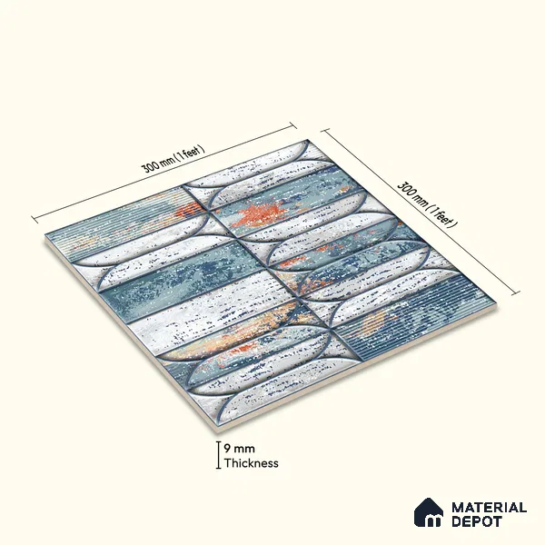 Moroccan Tile TL 04394 J Fenix 223 Decor 1 ft x 1 ft Ceramic Matte Finish - 9 mm | Suitable For Kitchen, Bathroom, Basin Area | Please Expect a Slight Variation of Pattern