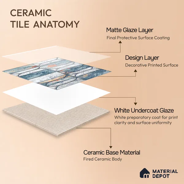 Moroccan Tile TL 04394 J Fenix 223 Decor 1 ft x 1 ft Ceramic Matte Finish - 9 mm | Suitable For Kitchen, Bathroom, Basin Area | Please Expect a Slight Variation of Pattern