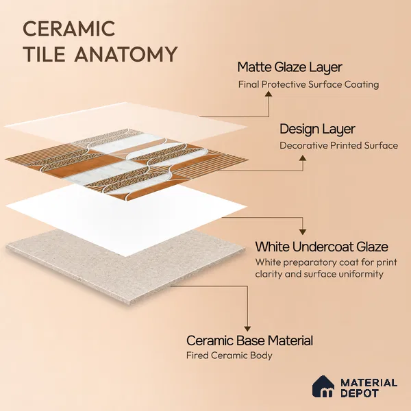 Moroccan Tile TL 04394 M Fenix 219 Decor 1 ft x 1 ft Ceramic Matte Finish - 9 mm | Suitable For Kitchen, Bathroom, Basin Area | Please Expect a Slight Variation of Pattern